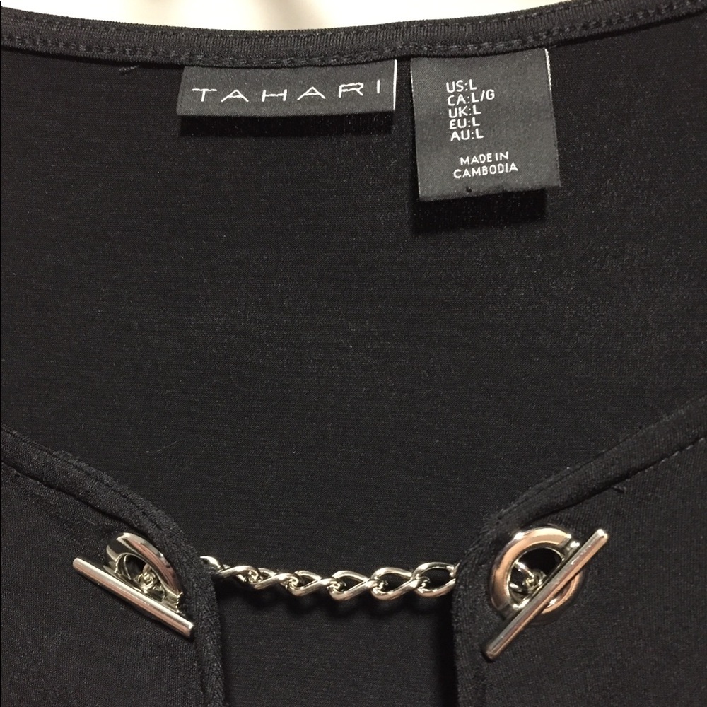 Women’s Tahari Brand Black Blouse w/ Metal Accents - Picture 4 of 8